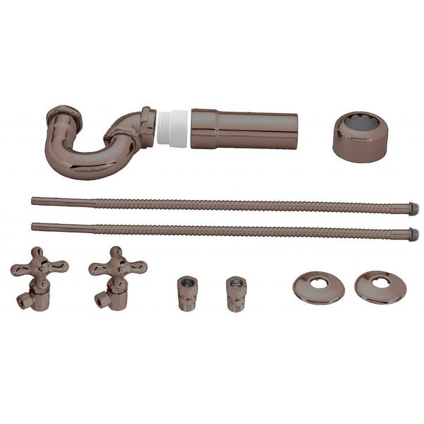 Westbrass LA-Style Pedestal Lavatory Kit - Cross Handles in Oil Rubbed Bronze D1638L-12